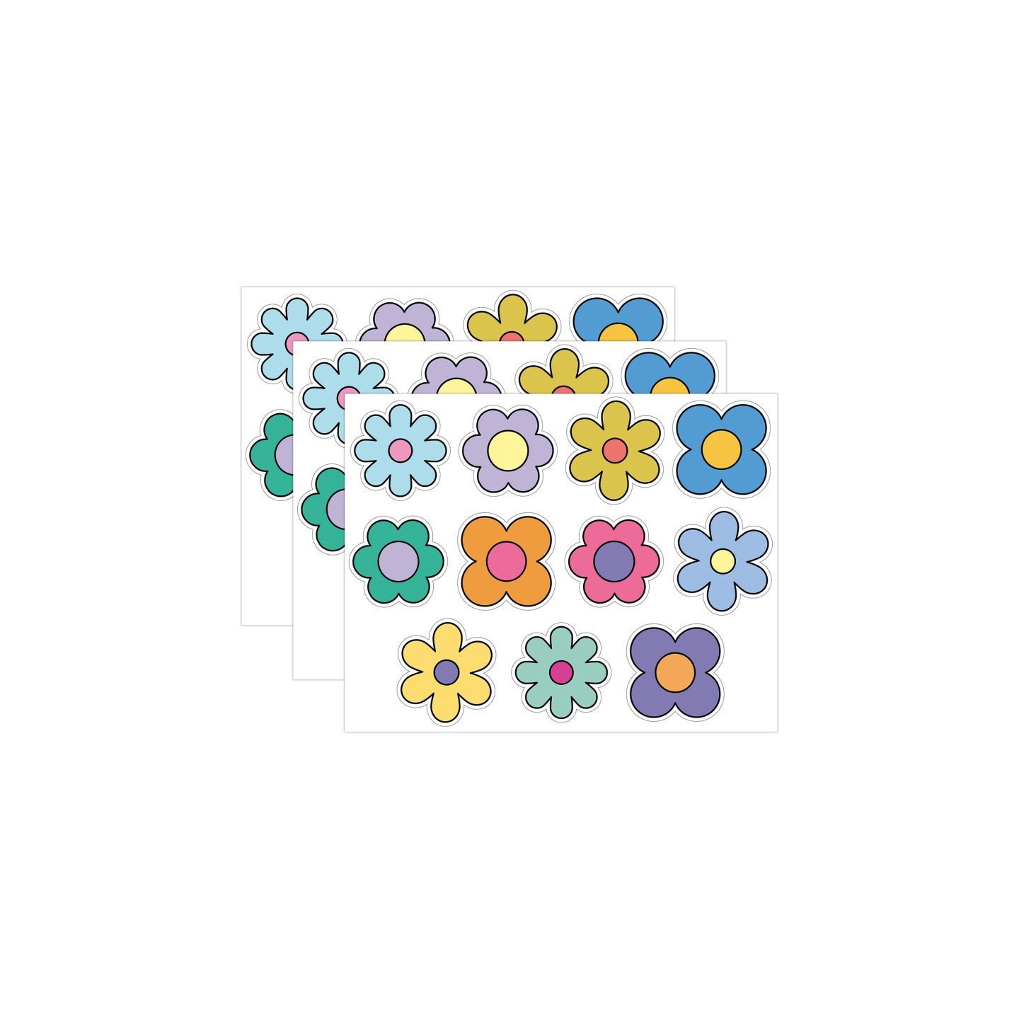 Carson Dellosa Education Happily Ever Elementary Retro Remix Flowers Cutouts, 36 Per Pack, 3 Packs