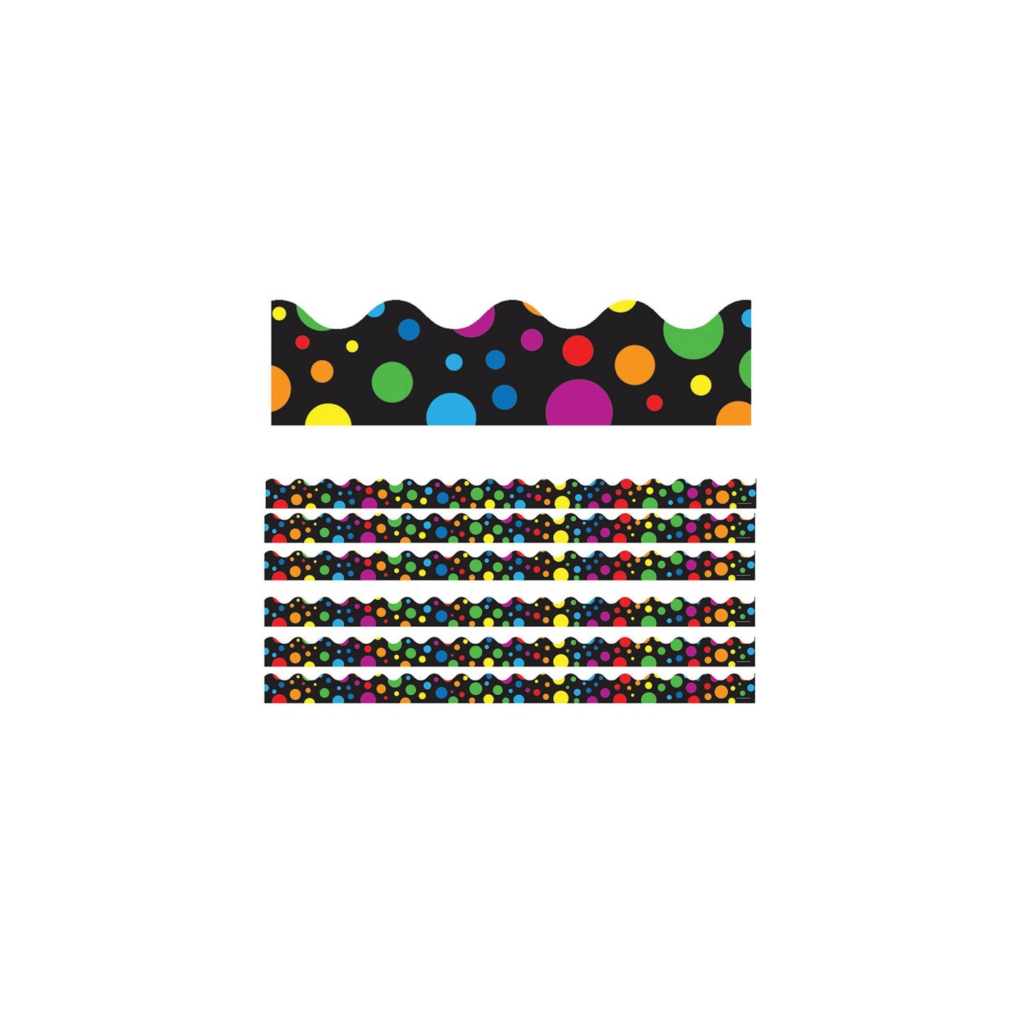 Carson Dellosa Education Big Rainbow Dots Scalloped Border, 39 Feet Per Pack, 6 Packs