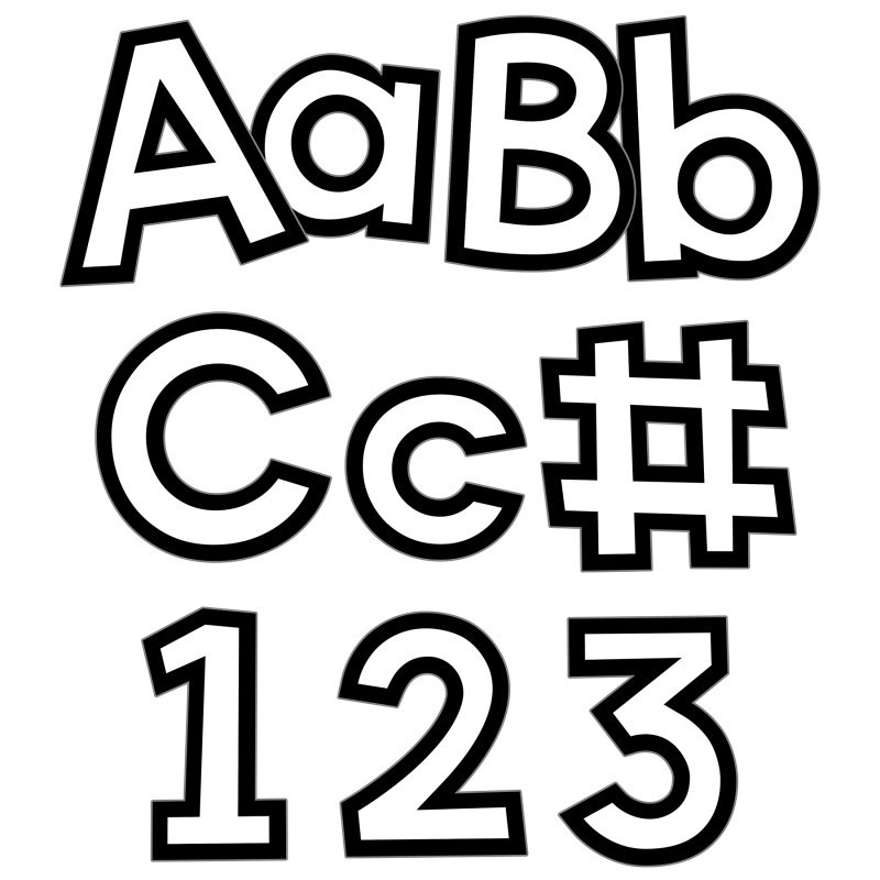 Carson Dellosa Education White with Black Trim Combo Pack EZ Letters, 219 Pieces