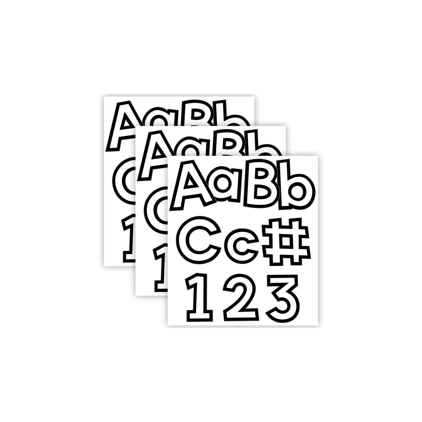 Carson Dellosa Education White with Black Trim Combo Pack EZ Letters, 219 Pieces Per Pack, 3 Packs