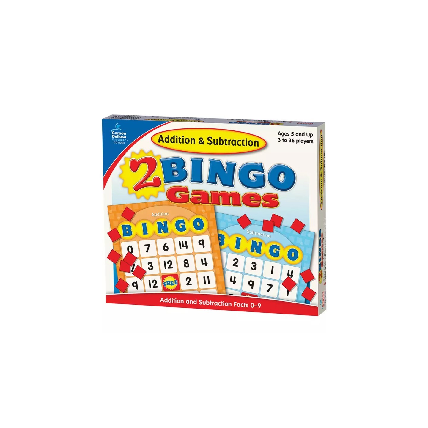 Carson Dellosa Education Addition & Subtraction Bingo Board Game, Grade K-2