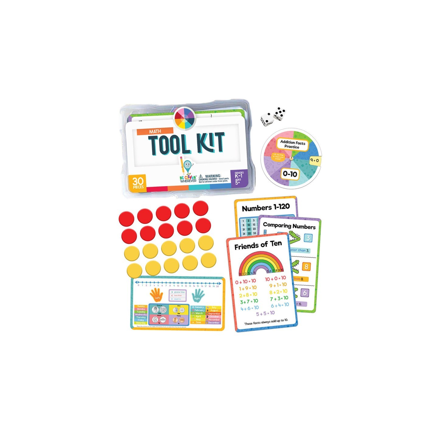Carson Dellosa Education Be Clever Wherever Math Tool Kit Manipulative, Grade K-1