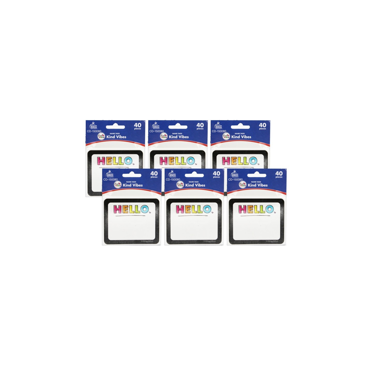 Carson Dellosa Education Kind Vibes Name Tags, 40 Per Pack, 6 Packs