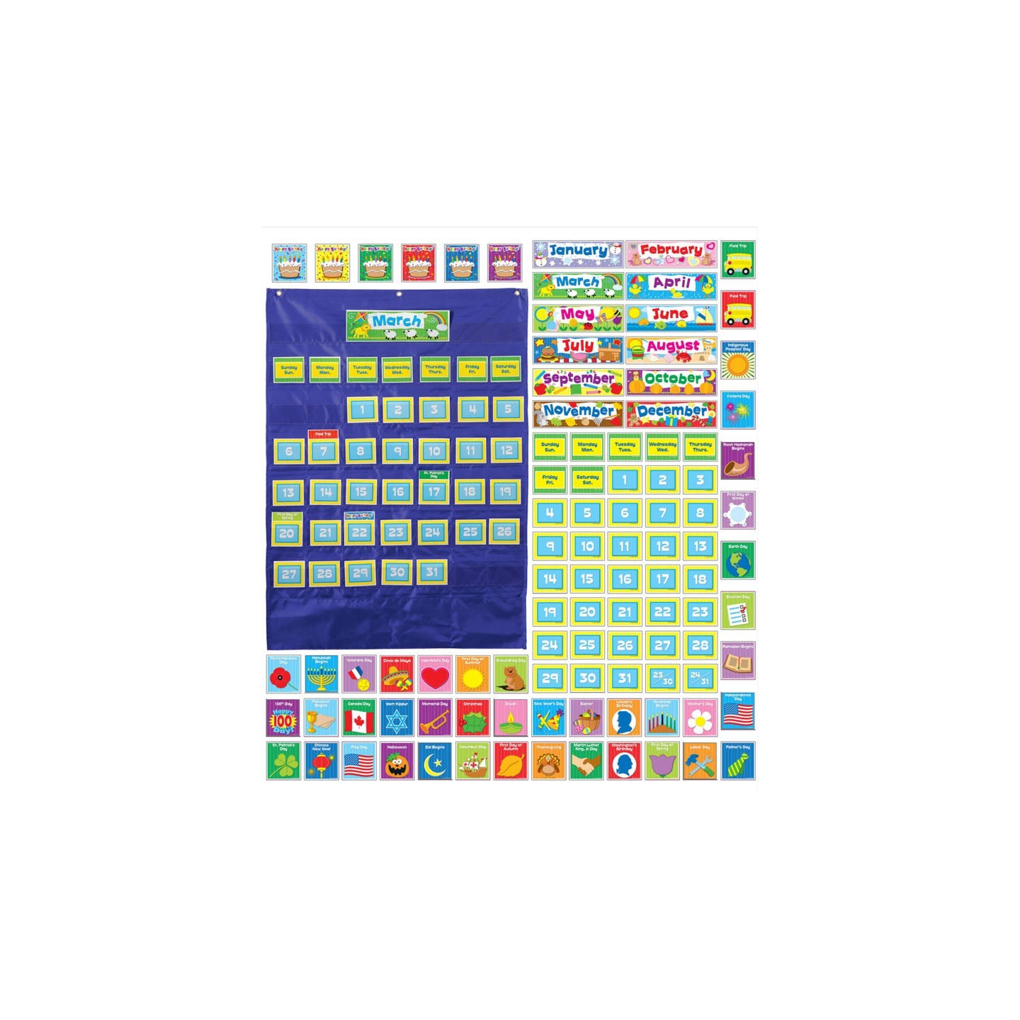 Carson Dellosa Education Deluxe Calendar Pocket Chart