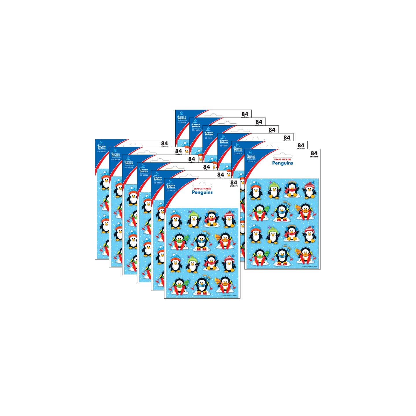 Carson Dellosa Education Penguins Shape Stickers, 84 Per Pack, 12 Packs