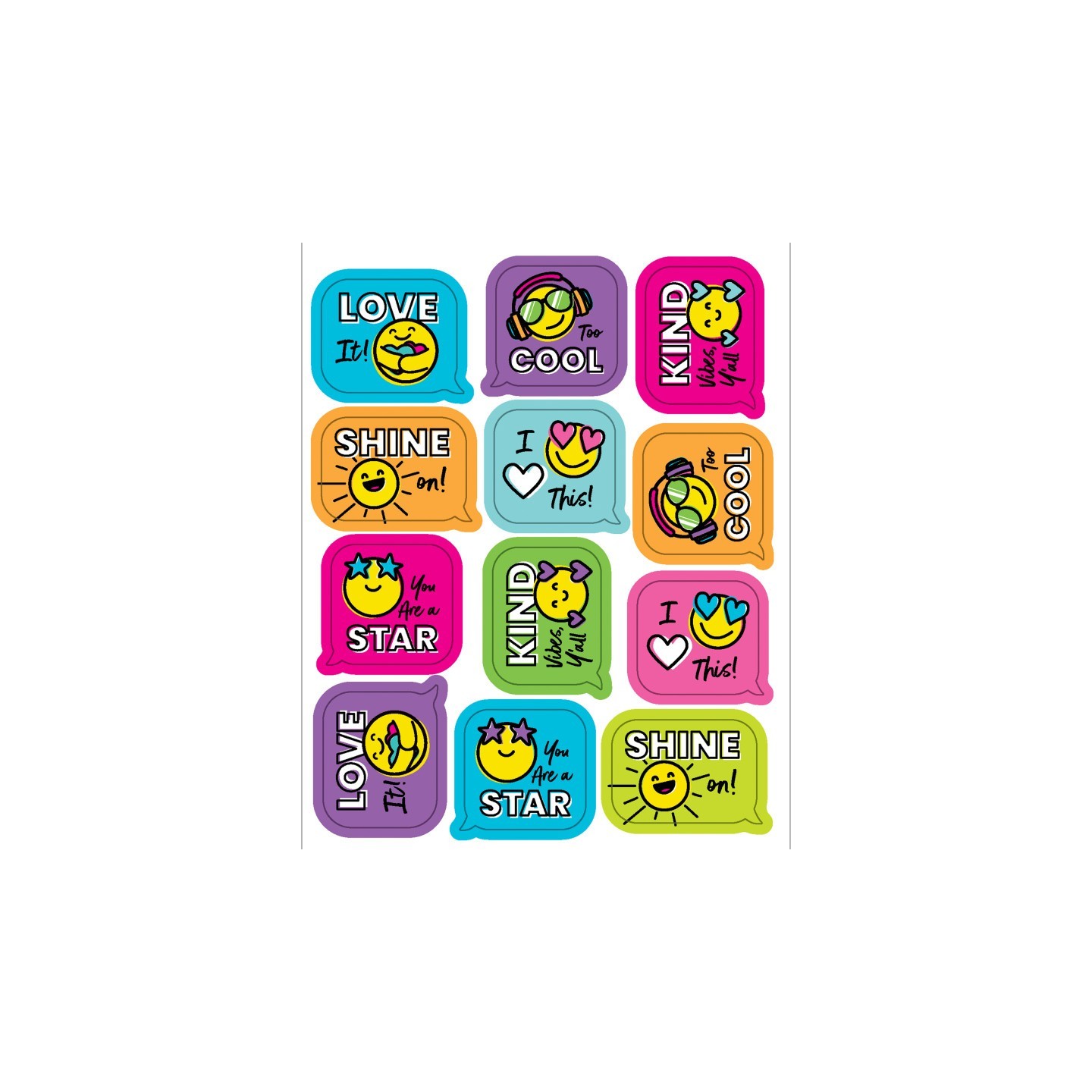 Carson Dellosa Education Kind Vibes Smiley Faces Shape Stickers, Pack of 72