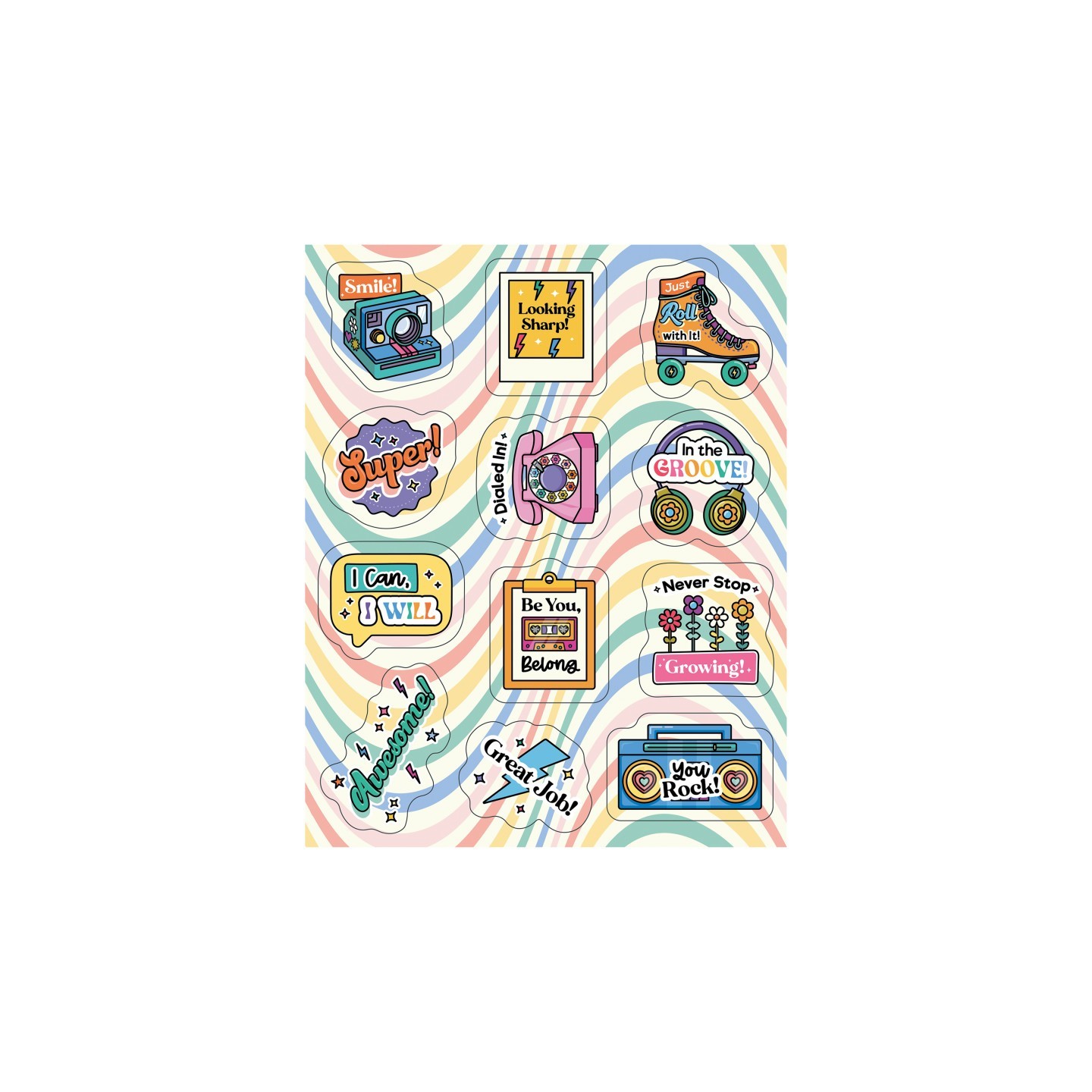 Carson Dellosa Education Happily Ever Elementary Retro Remix Motivators Motivational Stickers, Pack of 72