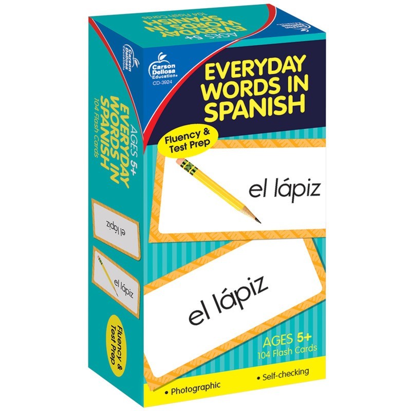 Carson Dellosa Education Everyday Words in Spanish: Photographic Flash Cards, Grade PK-8