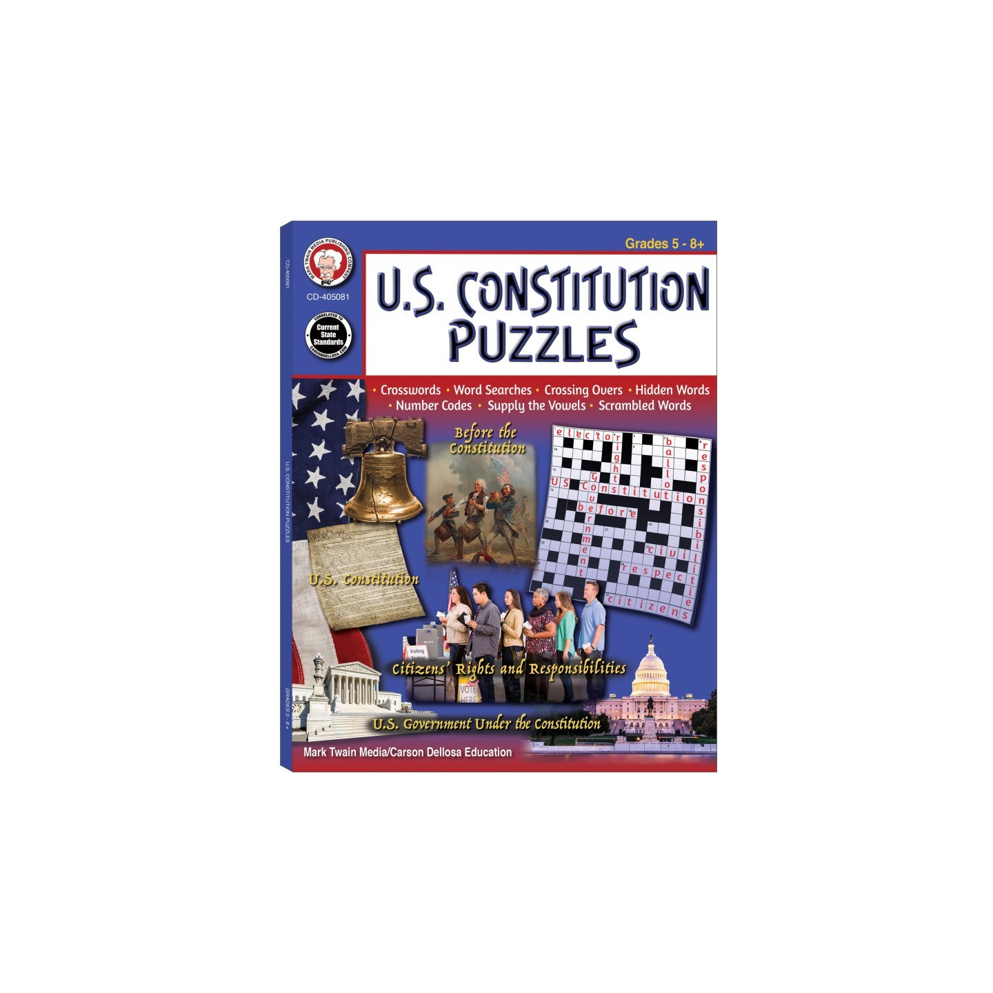 Mark Twain Media U.S. Constitution Puzzles Workbook, Grades 5-12