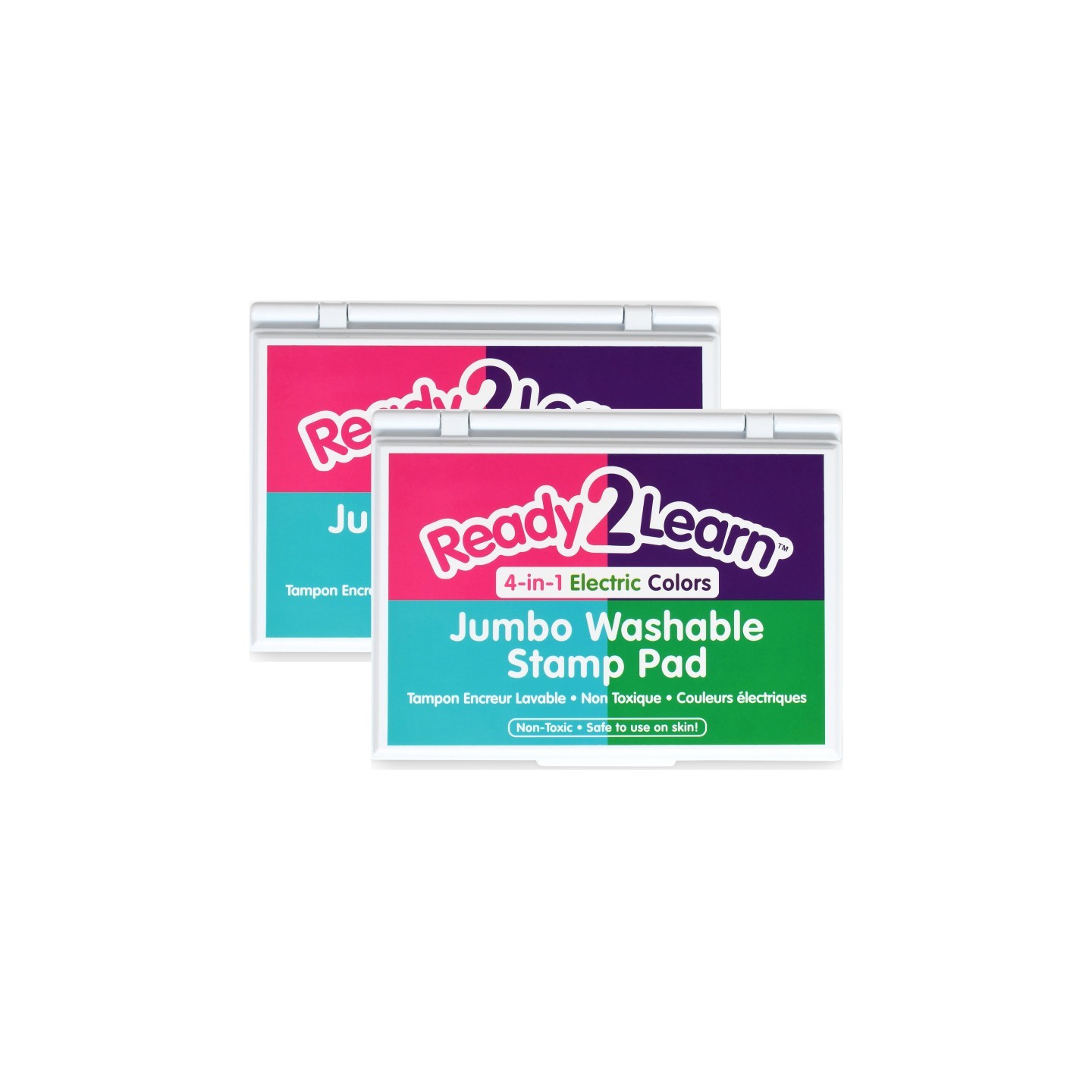 READY 2 LEARN™ Jumbo Washable Stamp Pad - 4-in-1 Electric Colors - Pack of 2