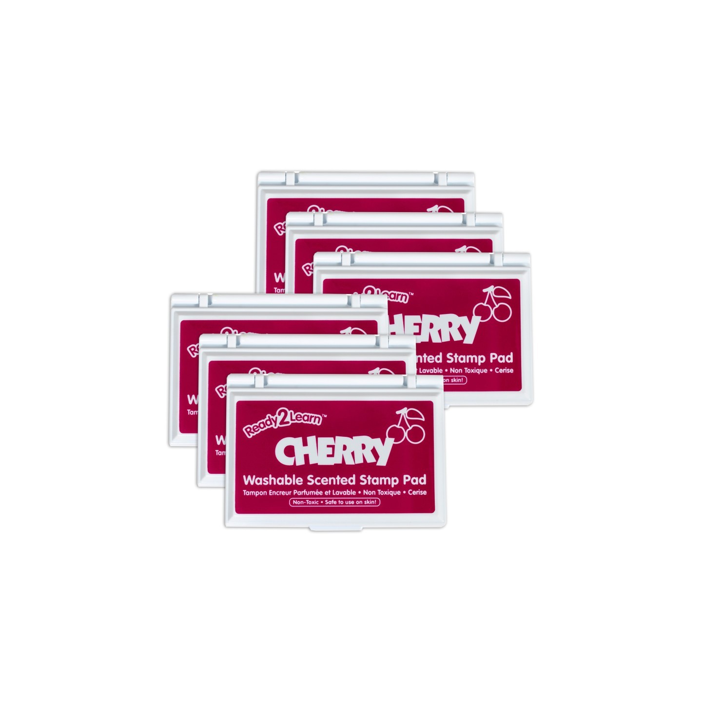 READY 2 LEARN™ Washable Stamp Pad - Cherry Scent, Dark Red - Pack of 6