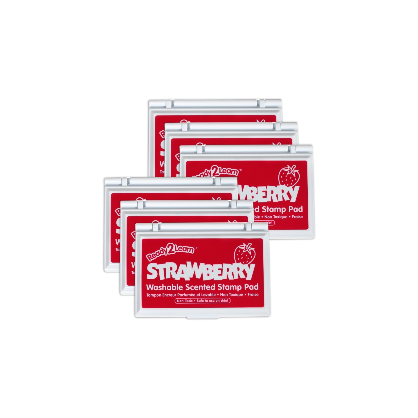 READY 2 LEARN™ Washable Stamp Pad - Strawberry Scent, Red - Pack of 6