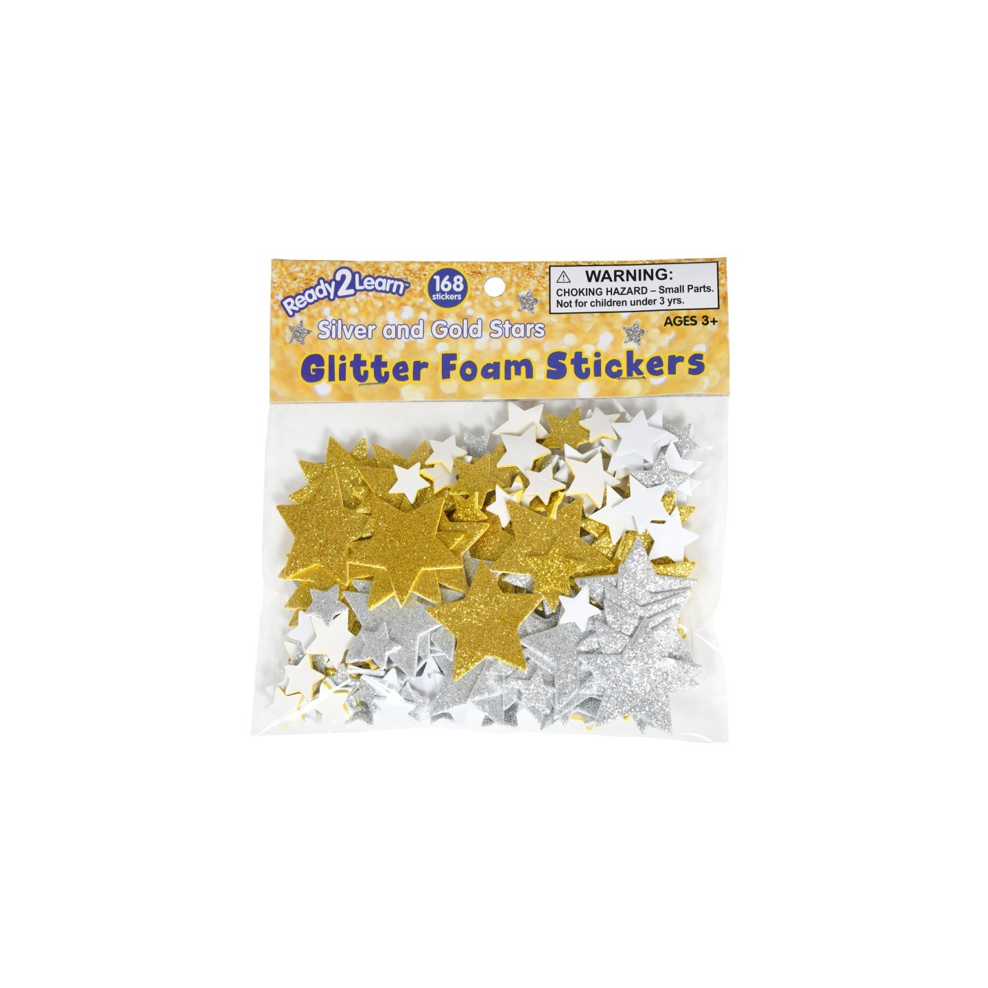 READY 2 LEARN™ Glitter Foam Stickers - Stars - Silver and Gold
