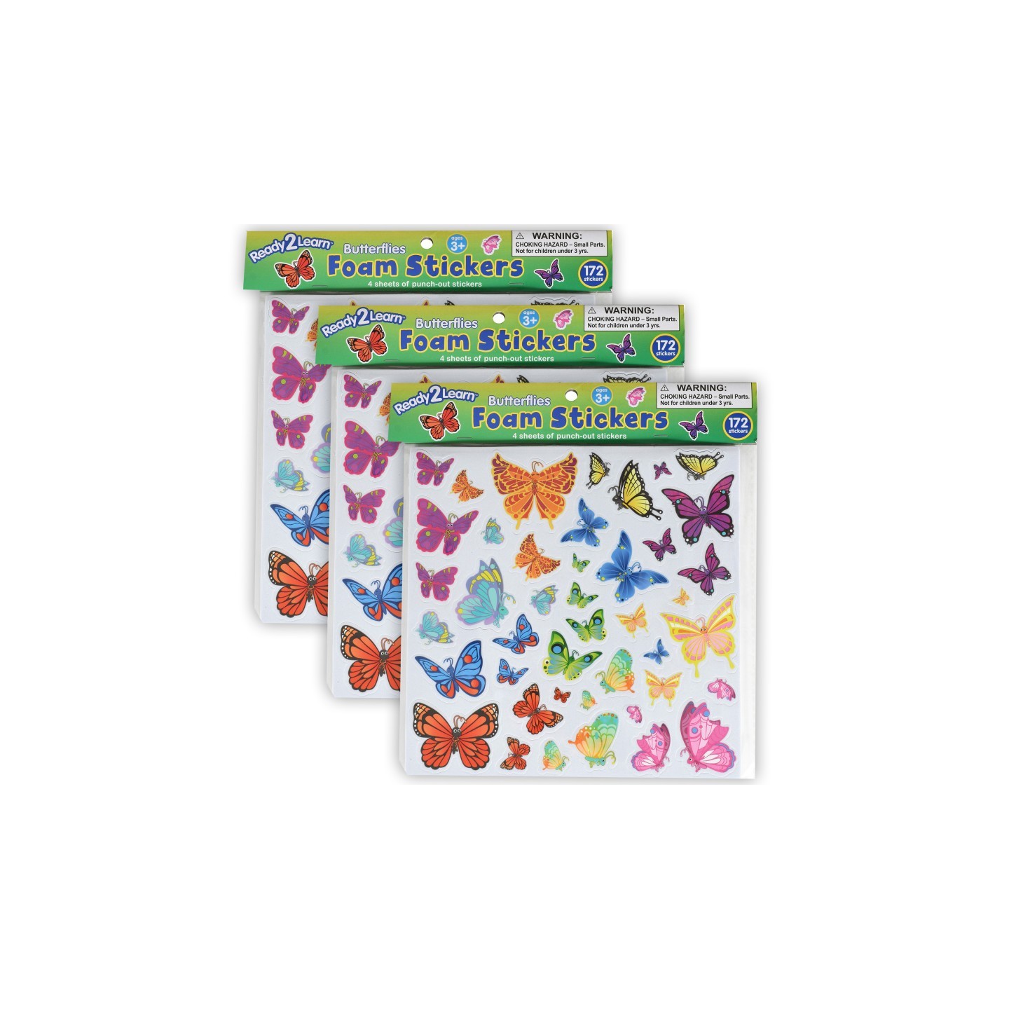 READY 2 LEARN™ Foam Stickers - Butterflies - 172 Per Pack - 3 Packs