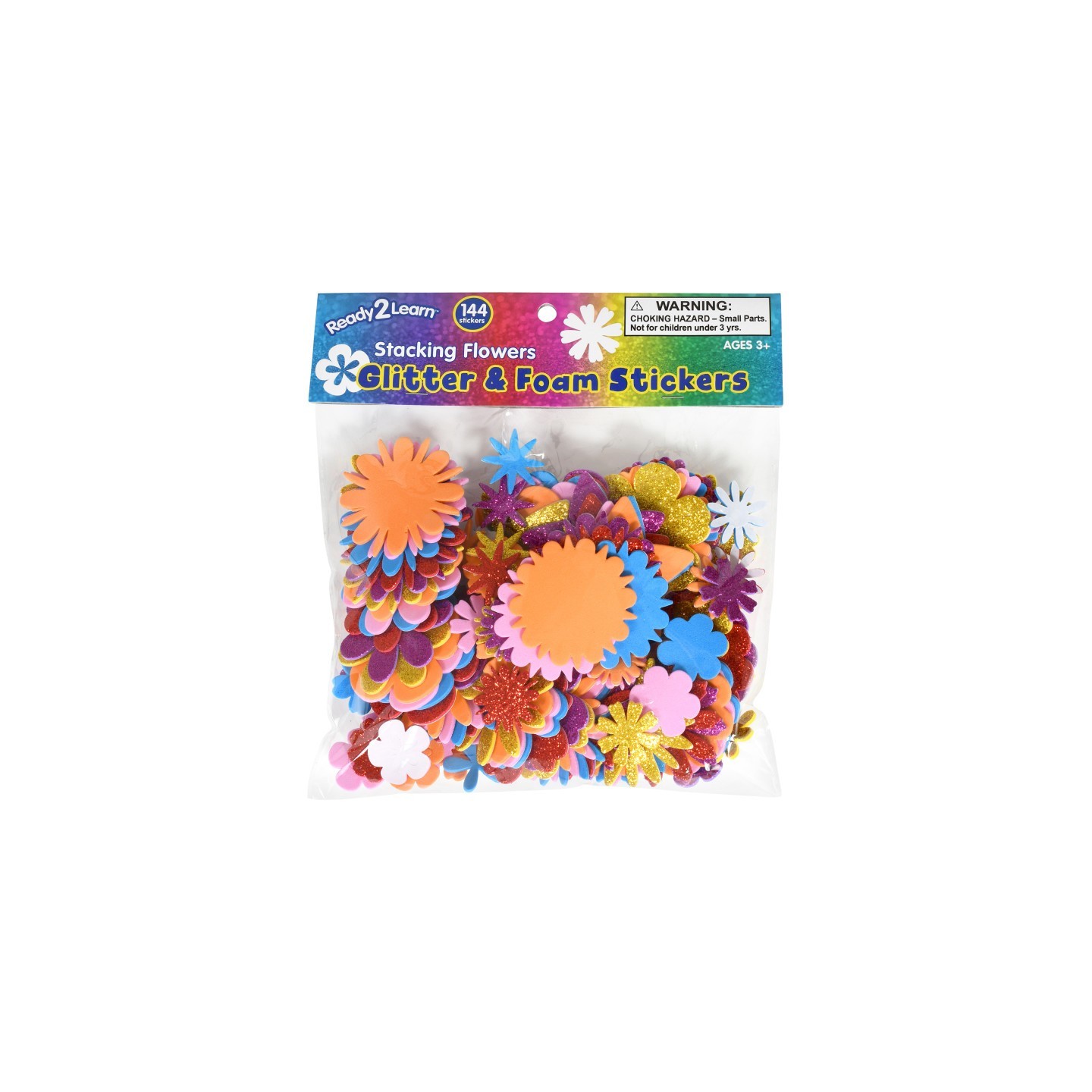 READY 2 LEARN™ Glitter and Foam Stickers - Stacking Flowers - Pack of 144