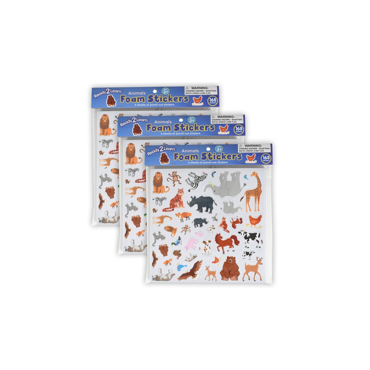 READY 2 LEARN™ Foam Stickers - Animals - 168 Per Pack - 3 Packs