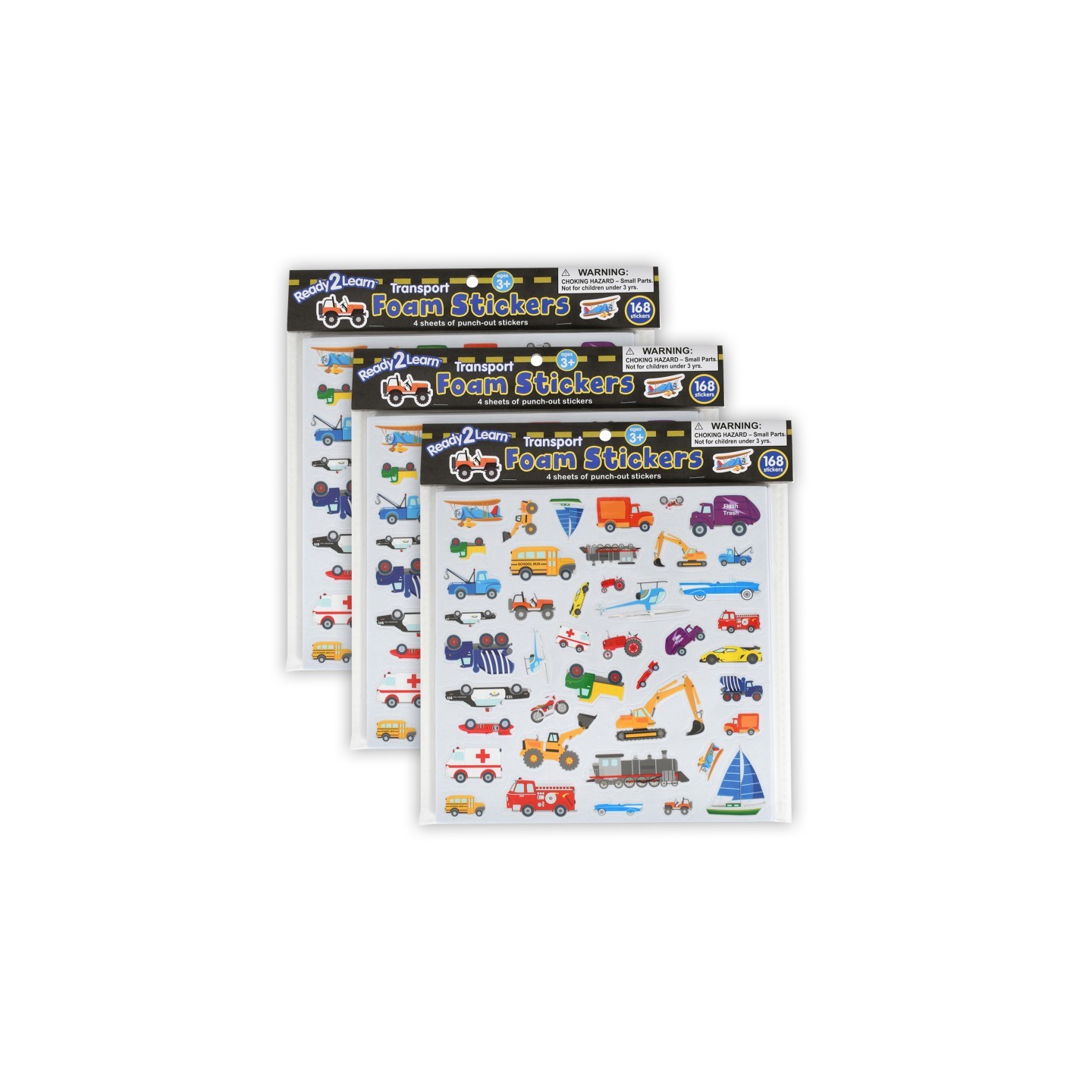 READY 2 LEARN™ Foam Stickers - Transport - 168 Per Pack - 3 Packs