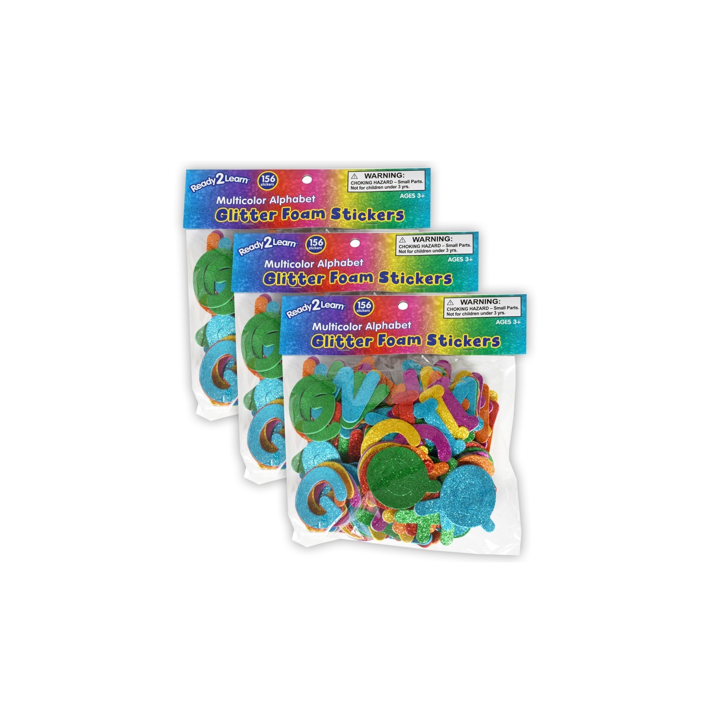 READY 2 LEARN™ Glitter Foam Stickers - Alphabet - Multicolor - 156 Per Pack - 3 Packs
