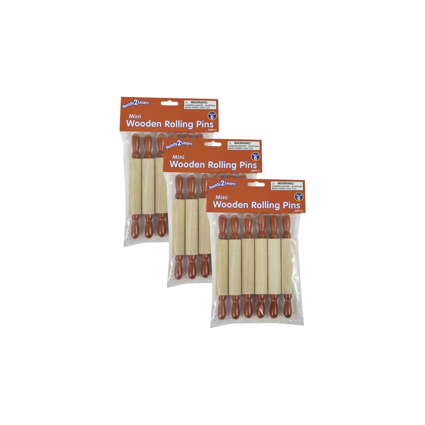 READY 2 LEARN™ Mini Wooden Rolling Pins, 6 Per Set, 3 Sets