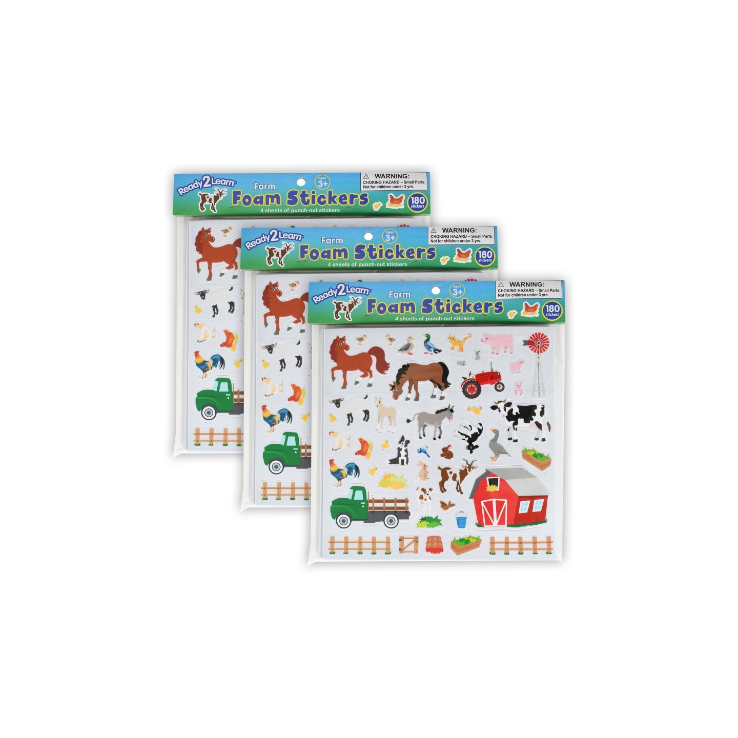 READY 2 LEARN™ Foam Stickers - Farm - 180 Per Pack - 3 Packs