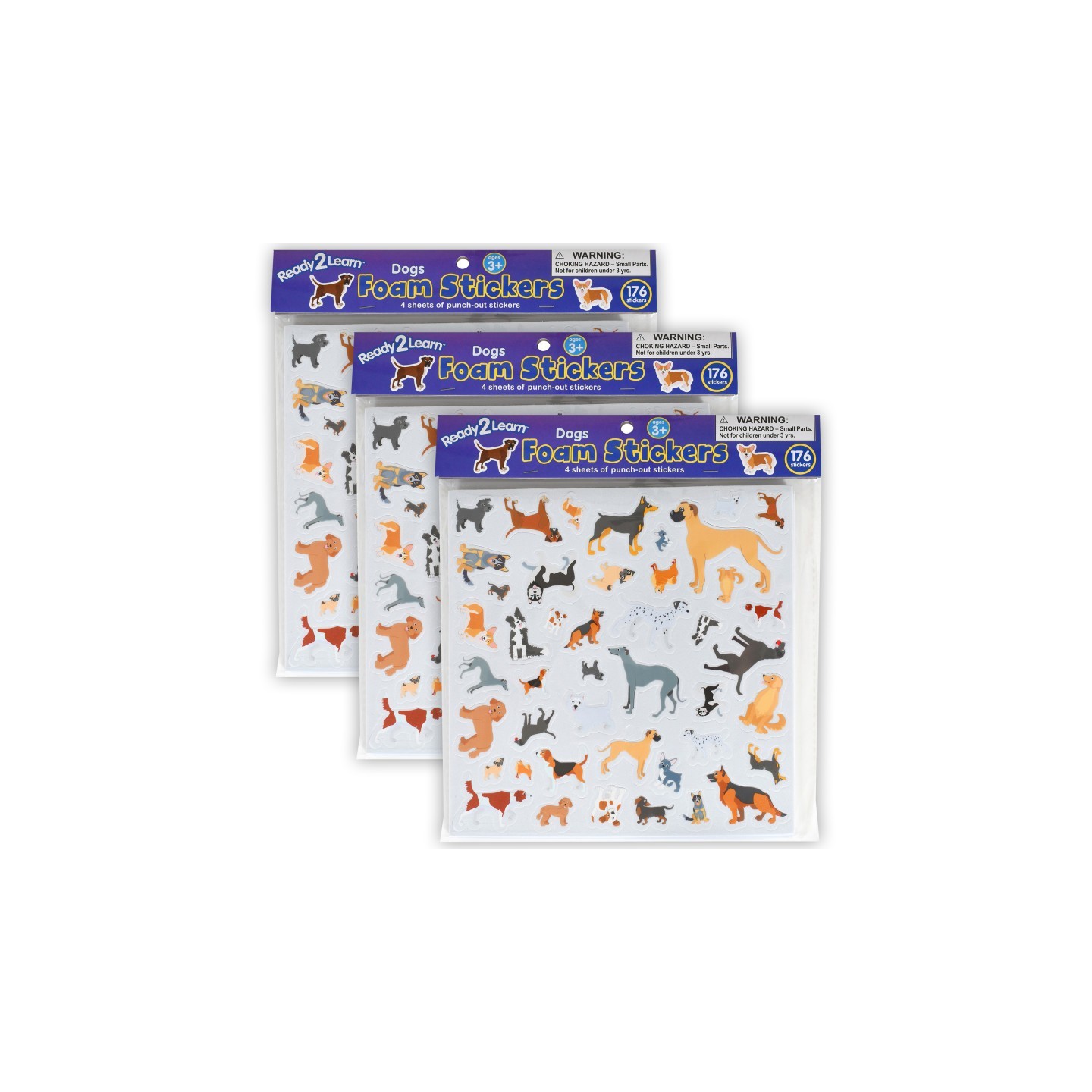 READY 2 LEARN™ Foam Stickers - Dogs -176 Per Pack - 3 Packs