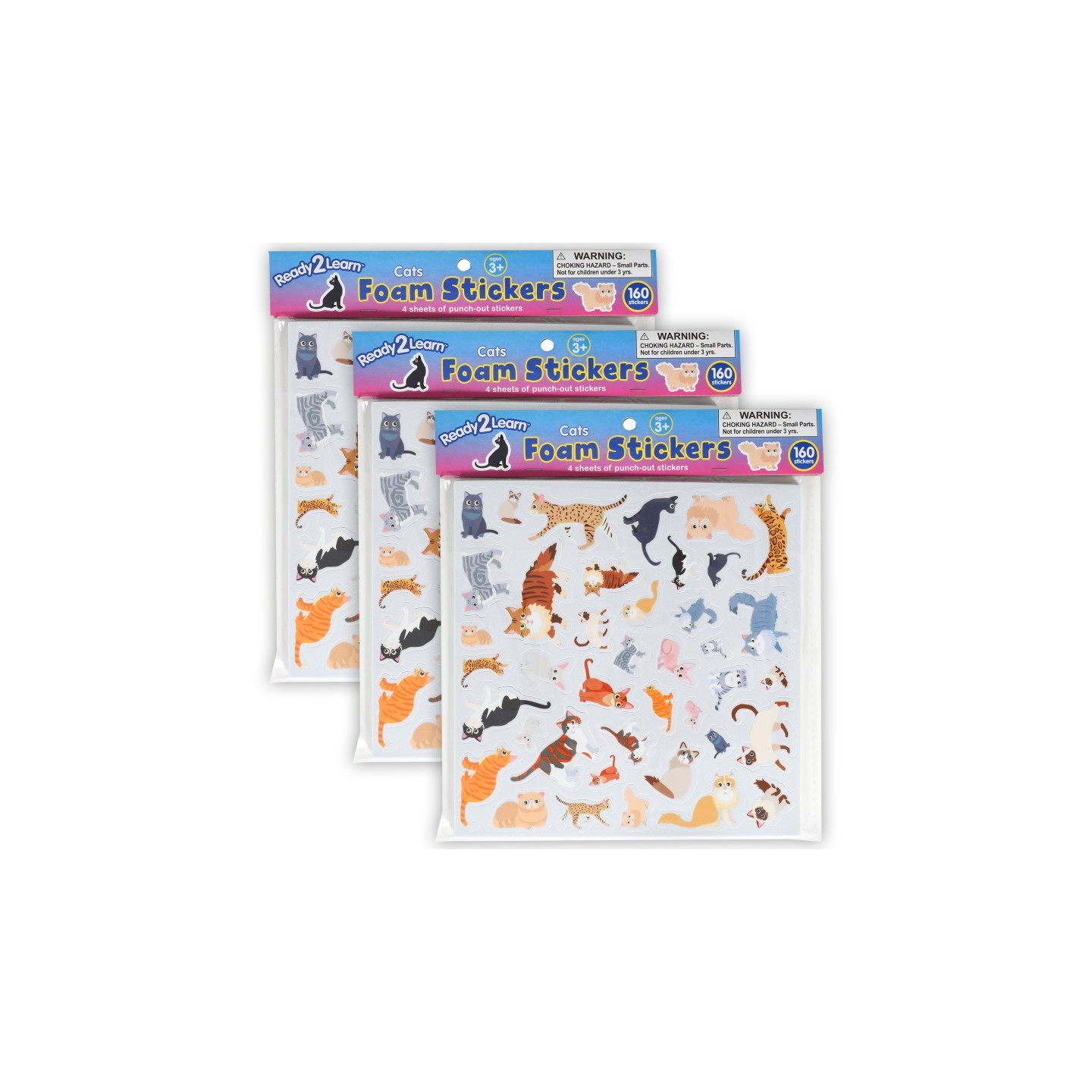 READY 2 LEARN™ Foam Stickers - Cats - 160 Per Pack - 3 Packs