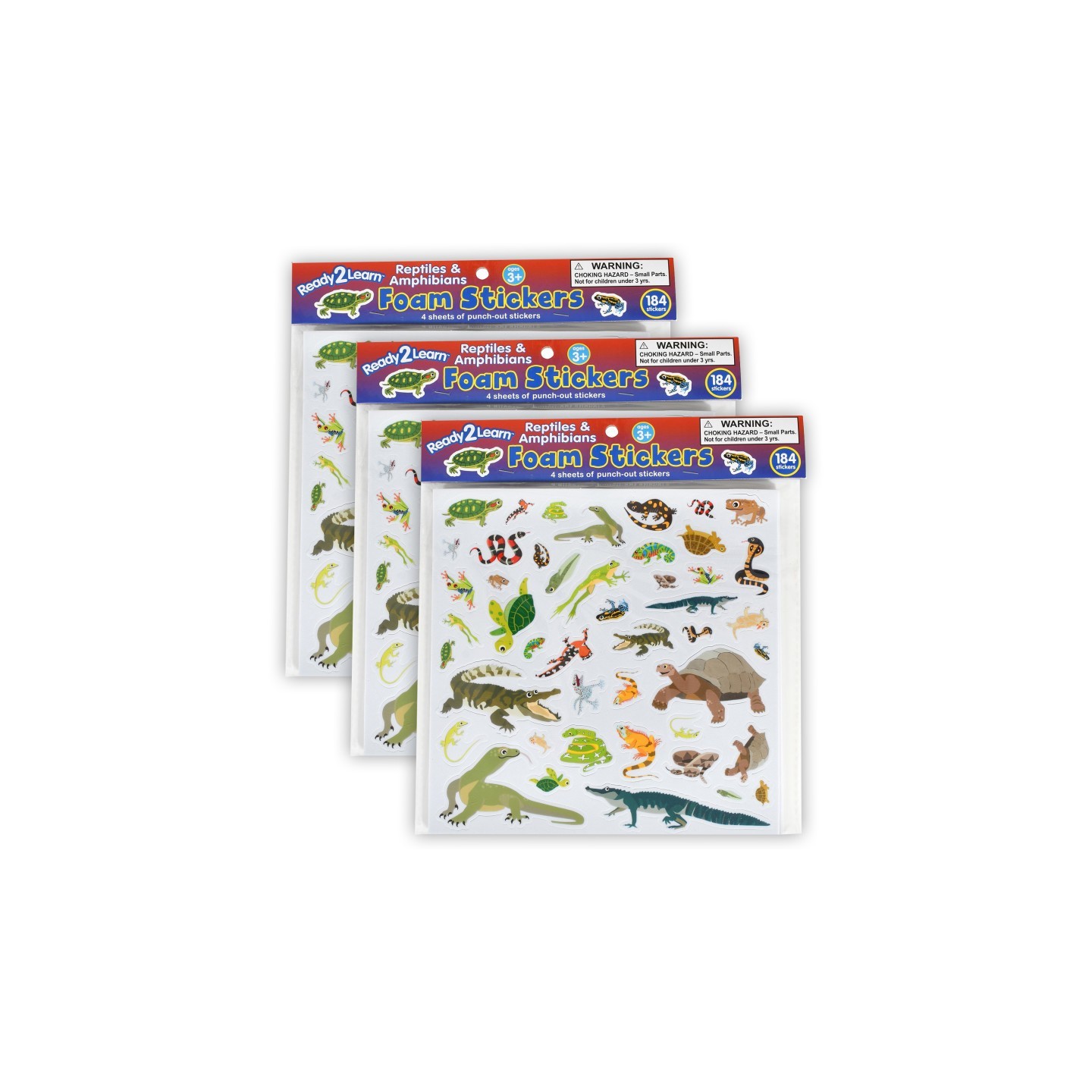 READY 2 LEARN™ Foam Stickers - Reptiles and Amphibians - 184 Per Pack - 3 Packs
