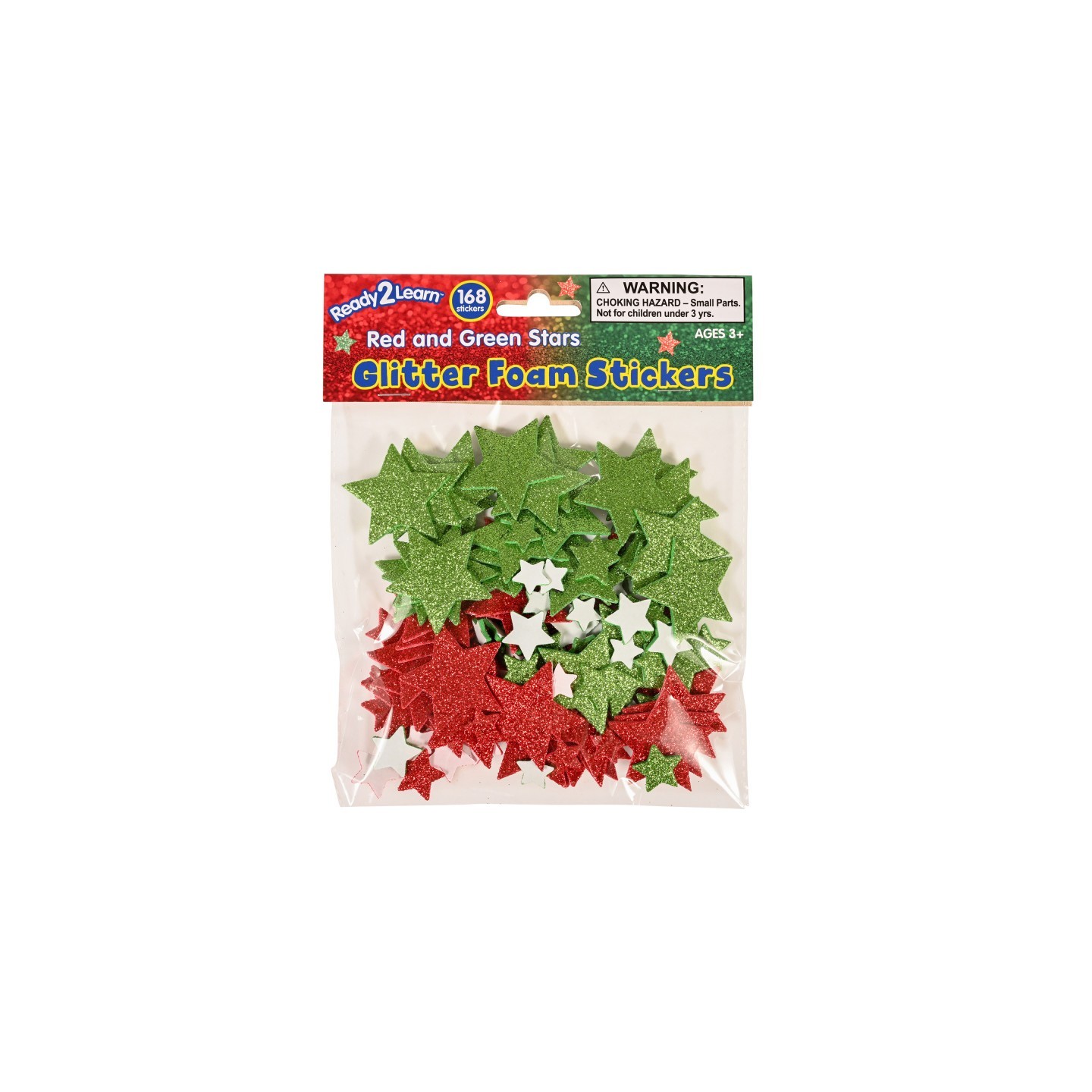 READY 2 LEARN™ Glitter Foam Stickers, Stars, Red and Green