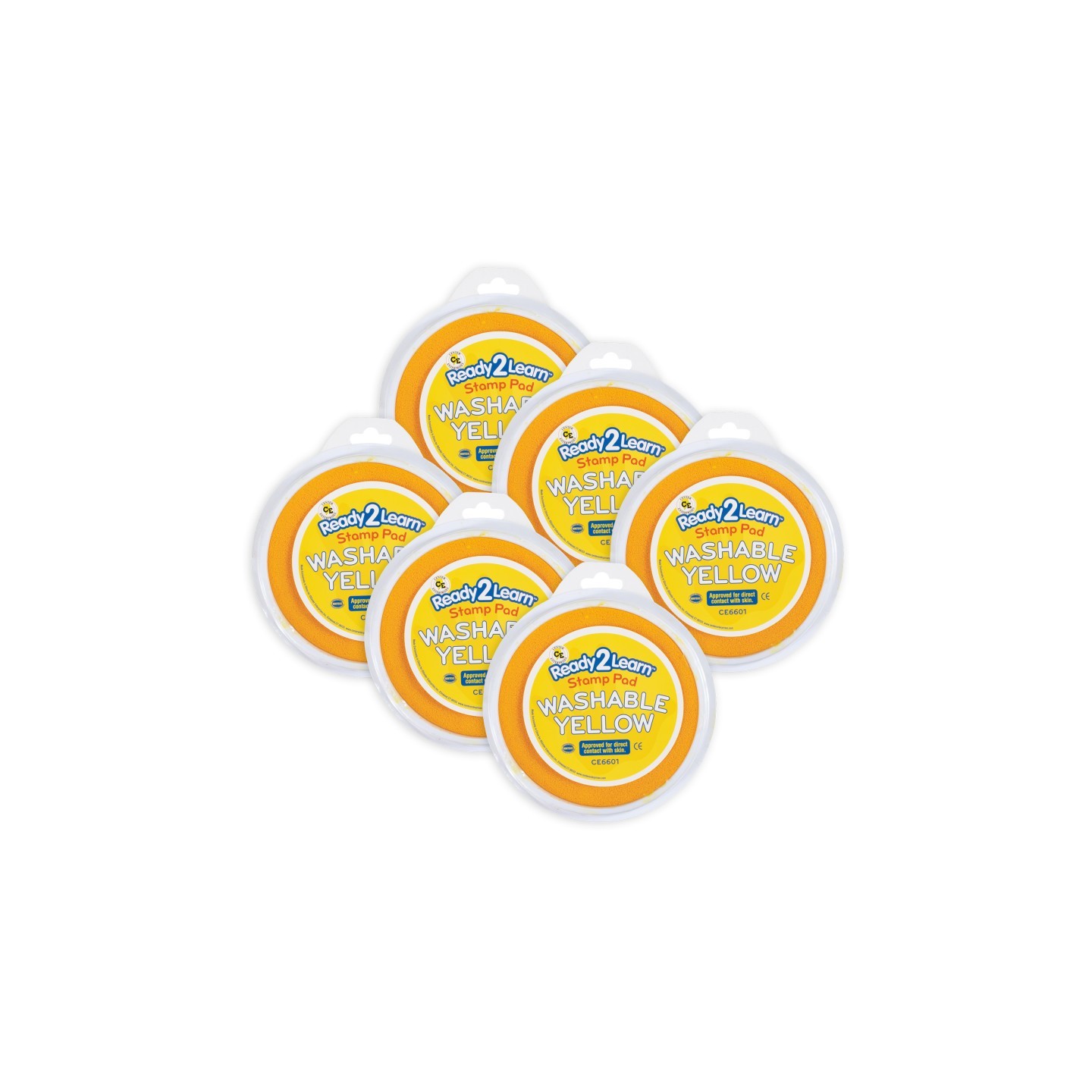 READY 2 LEARN™ Jumbo Circular Washable Stamp Pad - Yellow - 5.75" dia. - Pack of 6