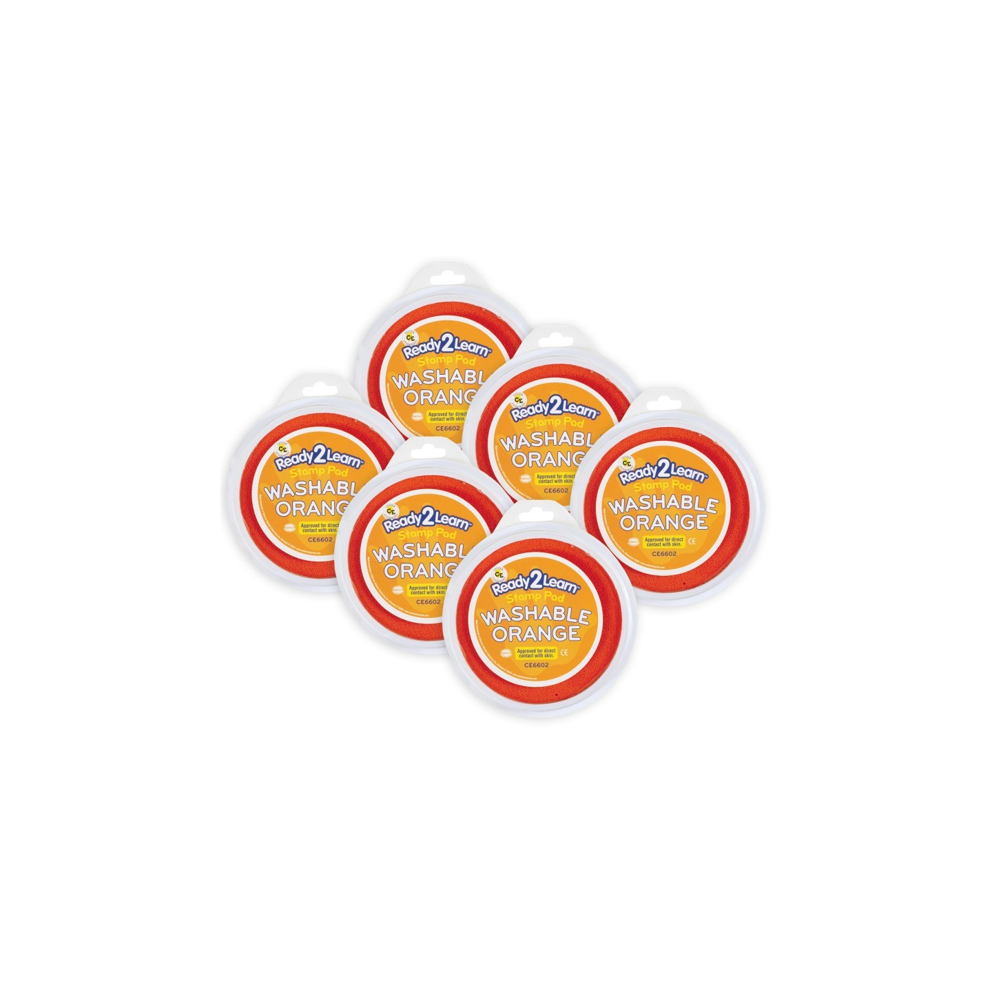 READY 2 LEARN™ Jumbo Circular Washable Stamp Pad - Orange - 5.75" dia. - Pack of 6