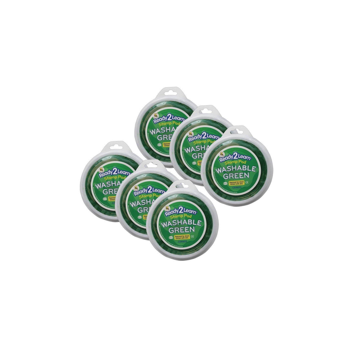 READY 2 LEARN™ Jumbo Circular Washable Stamp Pad - Green - 5.75" dia. - Pack of 6