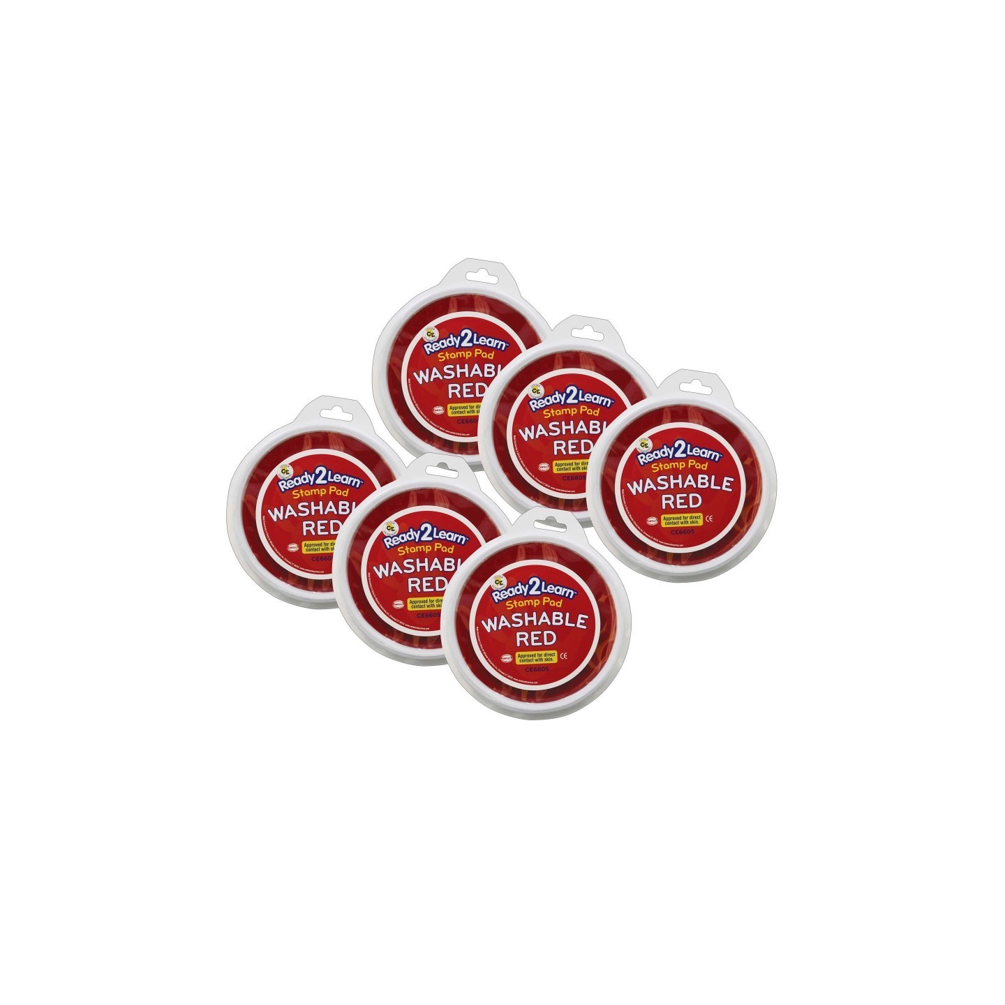 READY 2 LEARN™ Jumbo Circular Washable Stamp Pad - Red - 5.75" dia. - Pack of 6