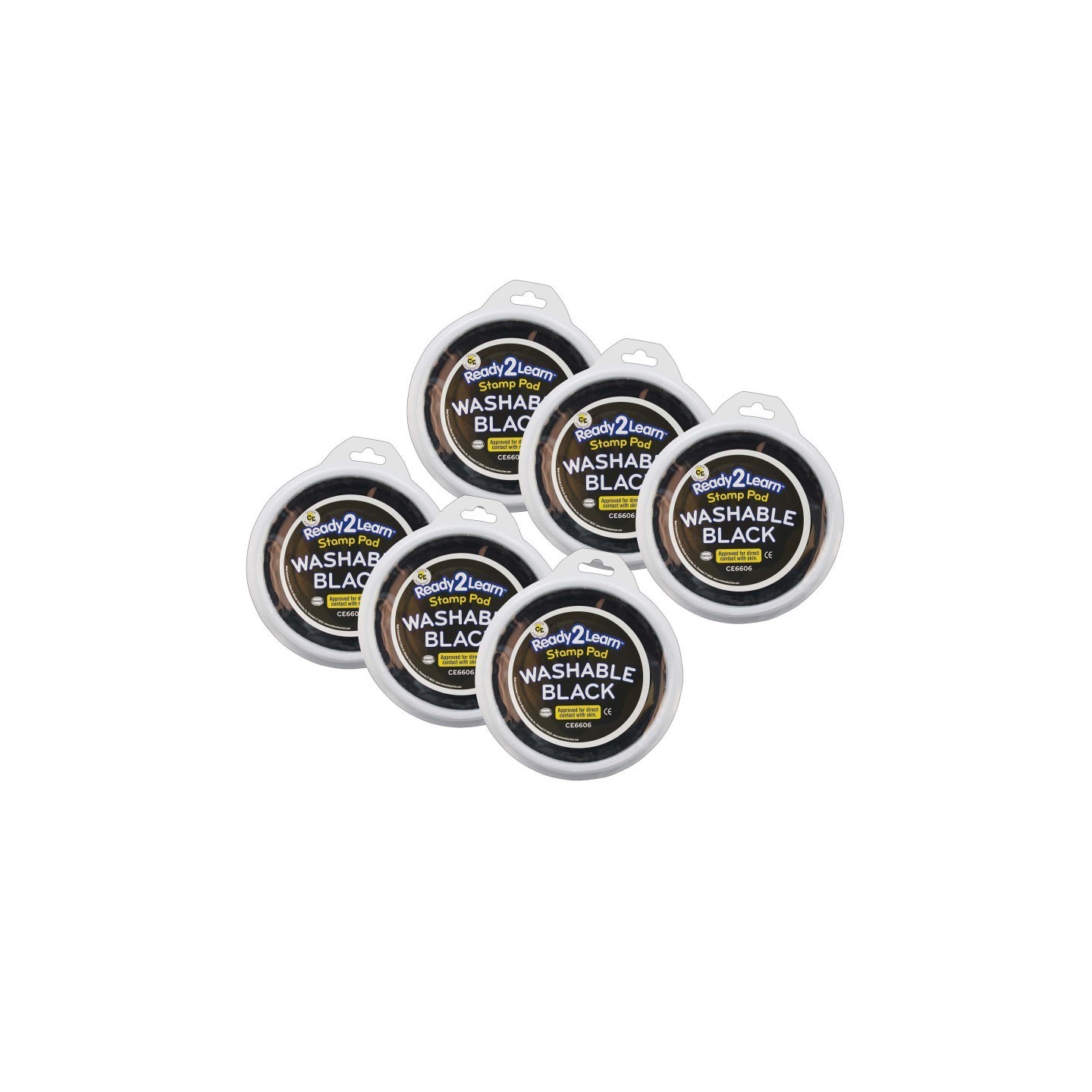READY 2 LEARN™ Jumbo Circular Washable Stamp Pad - Black - 5.75" dia. - Pack of 6