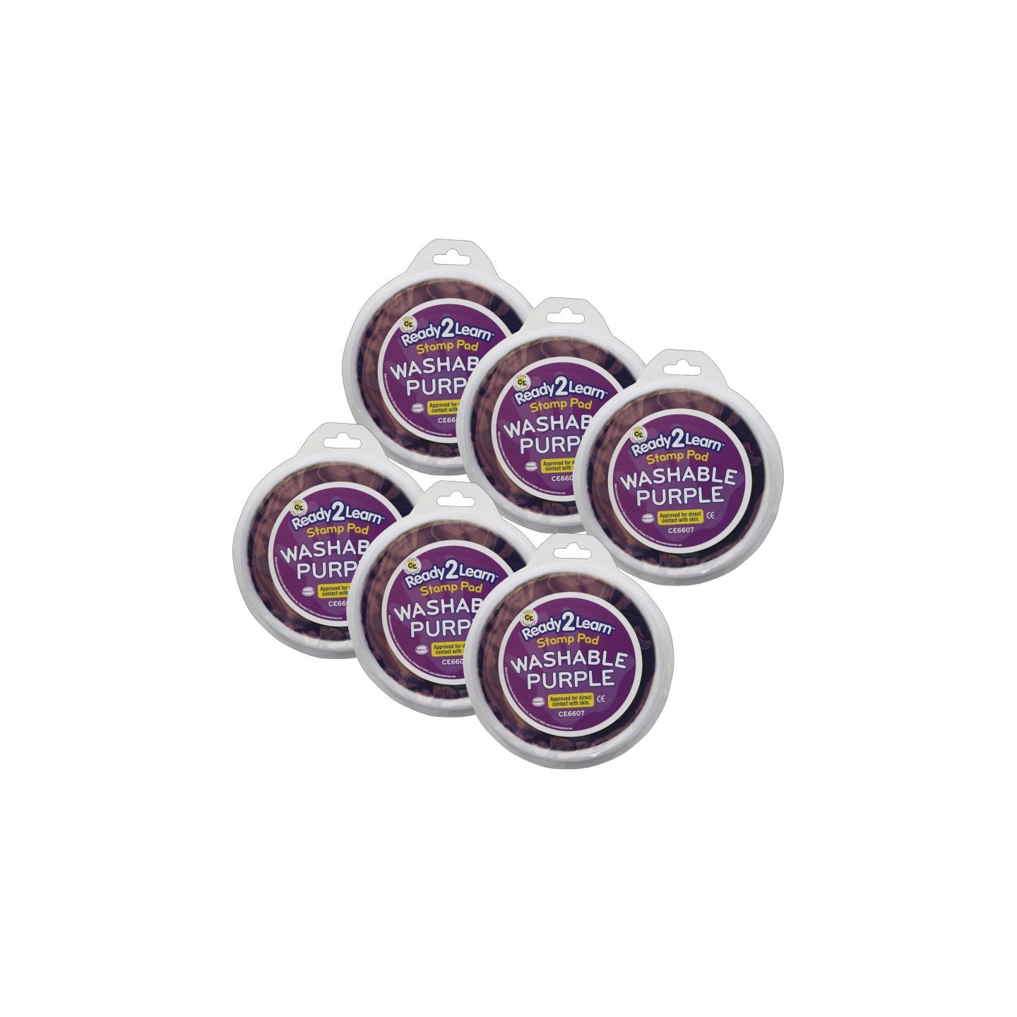 READY 2 LEARN™ Jumbo Circular Washable Stamp Pad - Purple - 5.75" dia. - Pack of 6