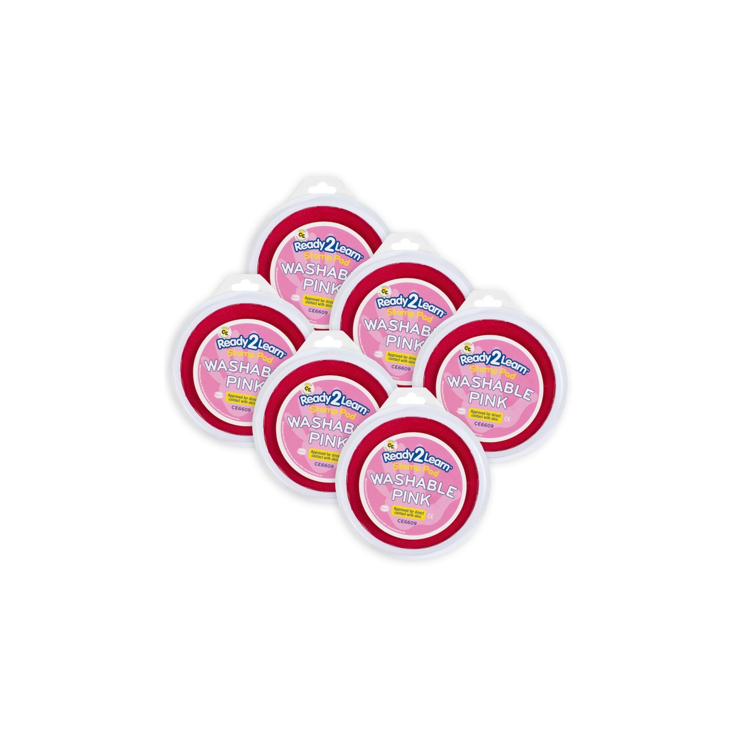 READY 2 LEARN™ Jumbo Circular Washable Stamp Pad - Pink - 5.75" dia. - Pack of 6