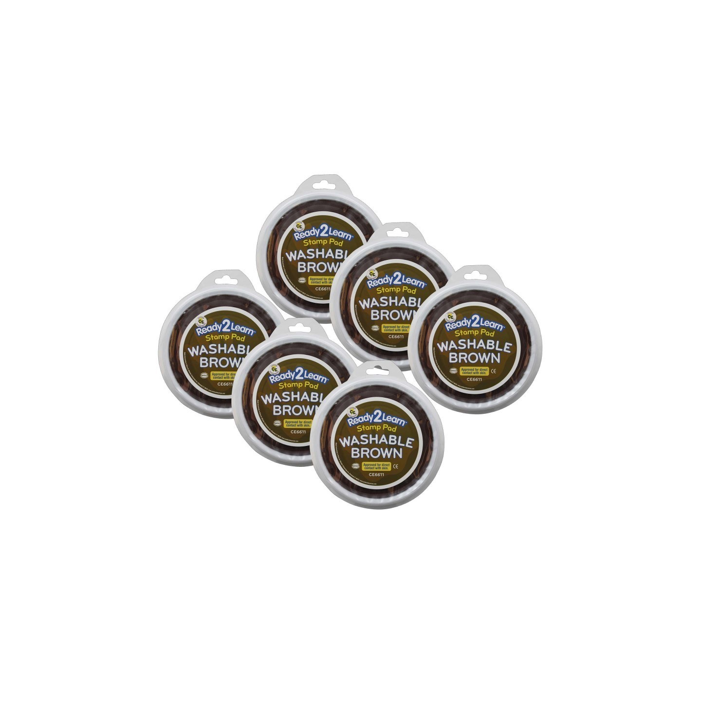 READY 2 LEARN™ Jumbo Circular Washable Stamp Pad - Brown - 5.75" dia. - Pack of 6