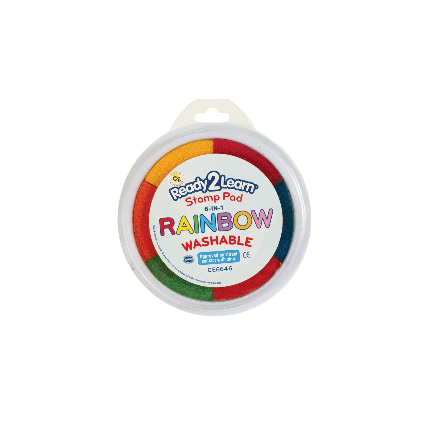 READY 2 LEARN™ Jumbo 6-in-1 Circular Washable Stamp Pad - Rainbow - 6 Colors - 5.75" dia.