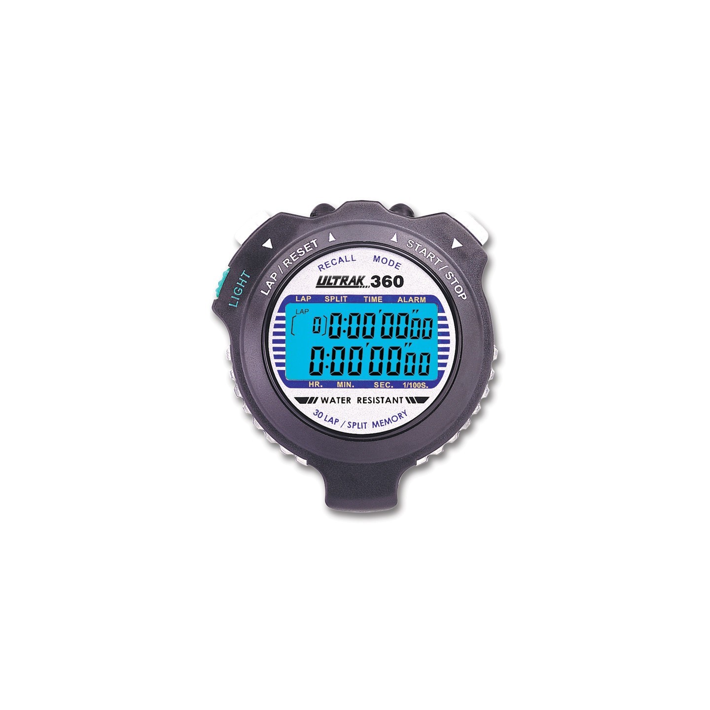 ULTRAK 360 LED Backlight 30 Memory Stopwatch, Black
