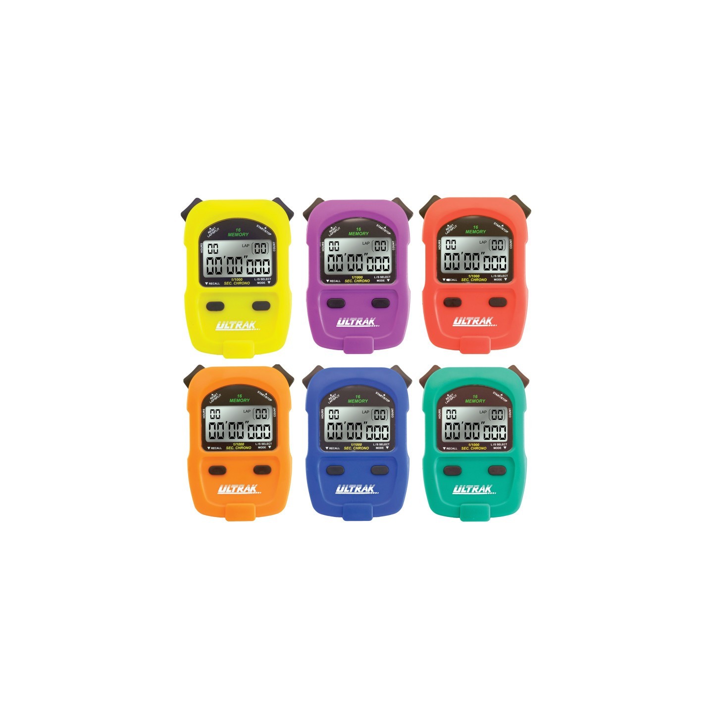 ULTRAK 460 Rainbow Stopwatches, Set of 6