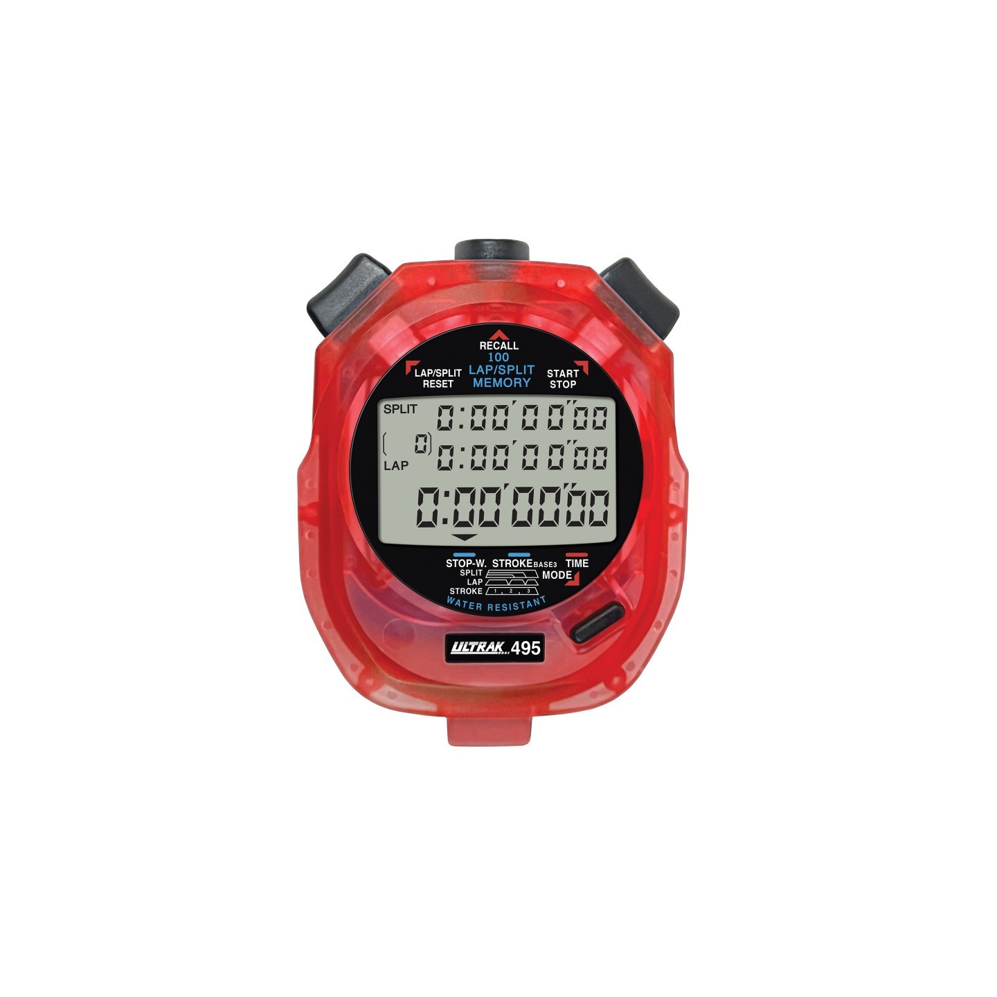 ULTRAK 495 100 Memory Stopwatch, Red