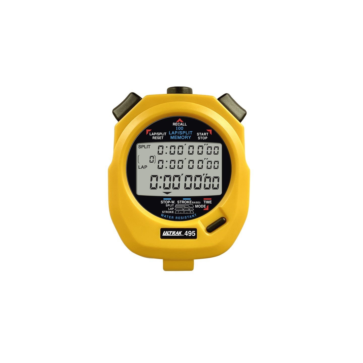 ULTRAK 495 100 Memory Stopwatch, Yellow