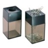 Charles Leonard Transparent Paper Clip Dispenser with Magnetic Top, Small, Black/Smoke