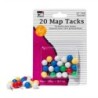 Charles Leonard Map Tacks, 3/8" Head, Assorted Colors, Pack of 20