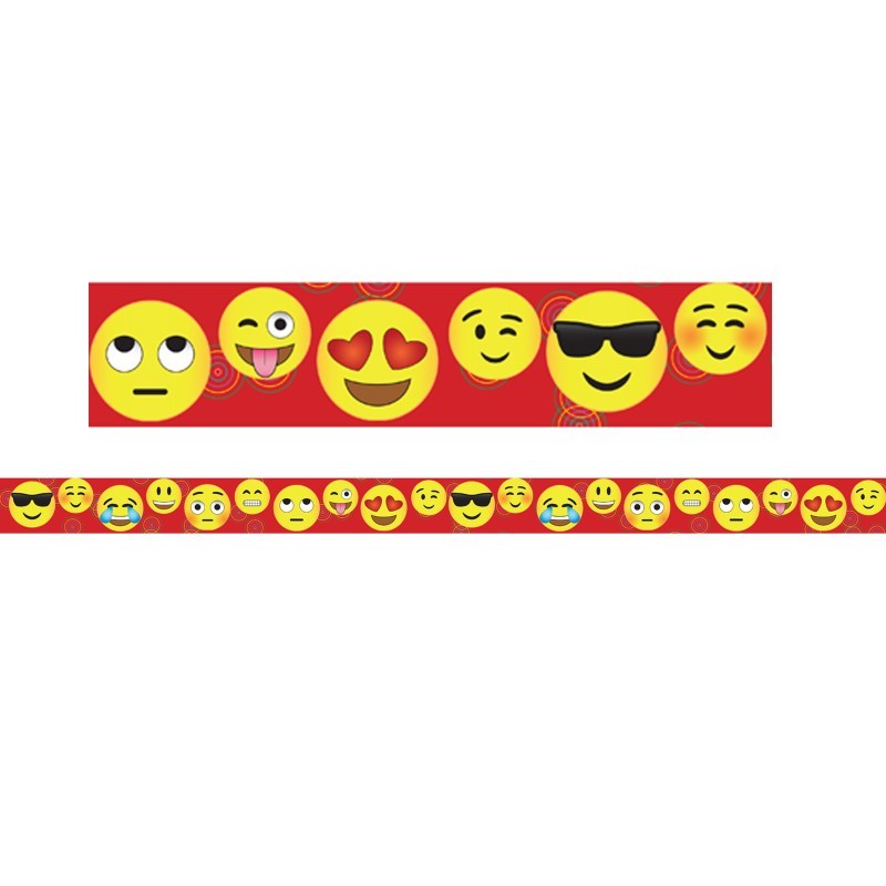 Charles Leonard Magnetic Straight Borders/Trims, 1.5" x 24", Emotion Icon Theme, Pack of 12