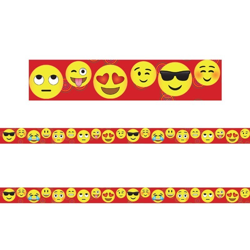 Charles Leonard Borders/Trims, Magnetic, Rectangle Cut - 1-1/2" x 24", Emotion Icon Theme, 24' per Pack, 2 Packs