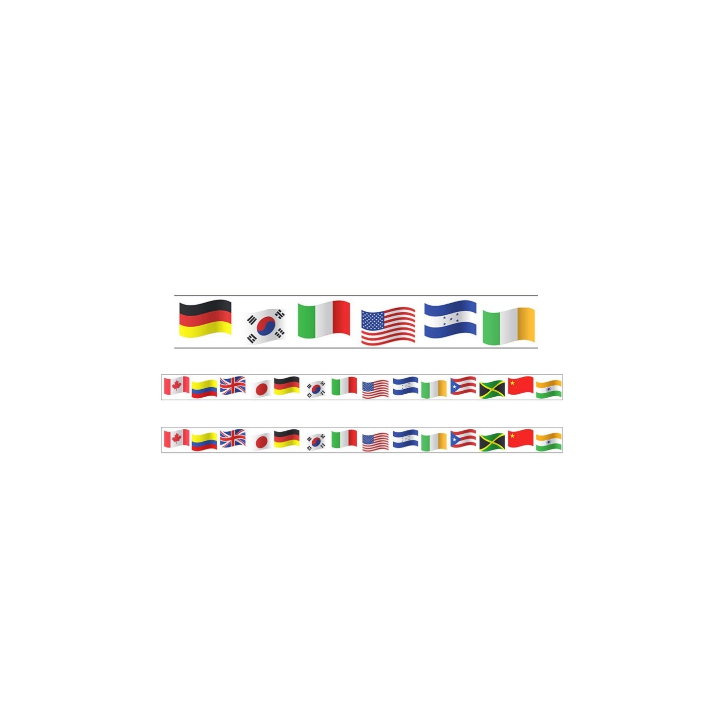 Charles Leonard Borders/Trims, Magnetic, Rectangle Cut - 1-1/2" x 24", World Flags Theme, 24' per Pack, 2 Packs