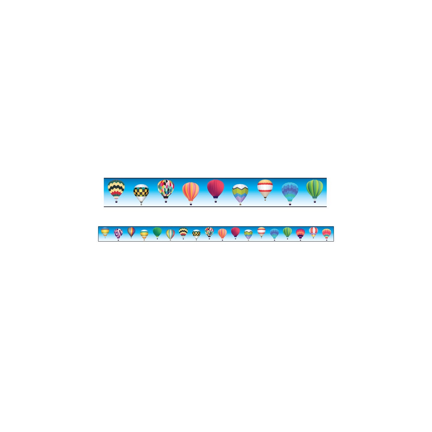 Charles Leonard Magnetic Straight Borders/Trims, 1.5" x 24", Hot Air Balloon Theme, Pack of 12
