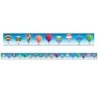 Charles Leonard Magnetic Straight Borders/Trims, 1.5" x 24", Hot Air Balloon Theme, Pack of 12