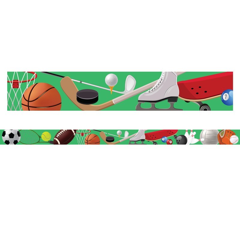 Charles Leonard Magnetic Straight Borders/Trims, 1.5" x 24", Sports Theme, Pack of 12