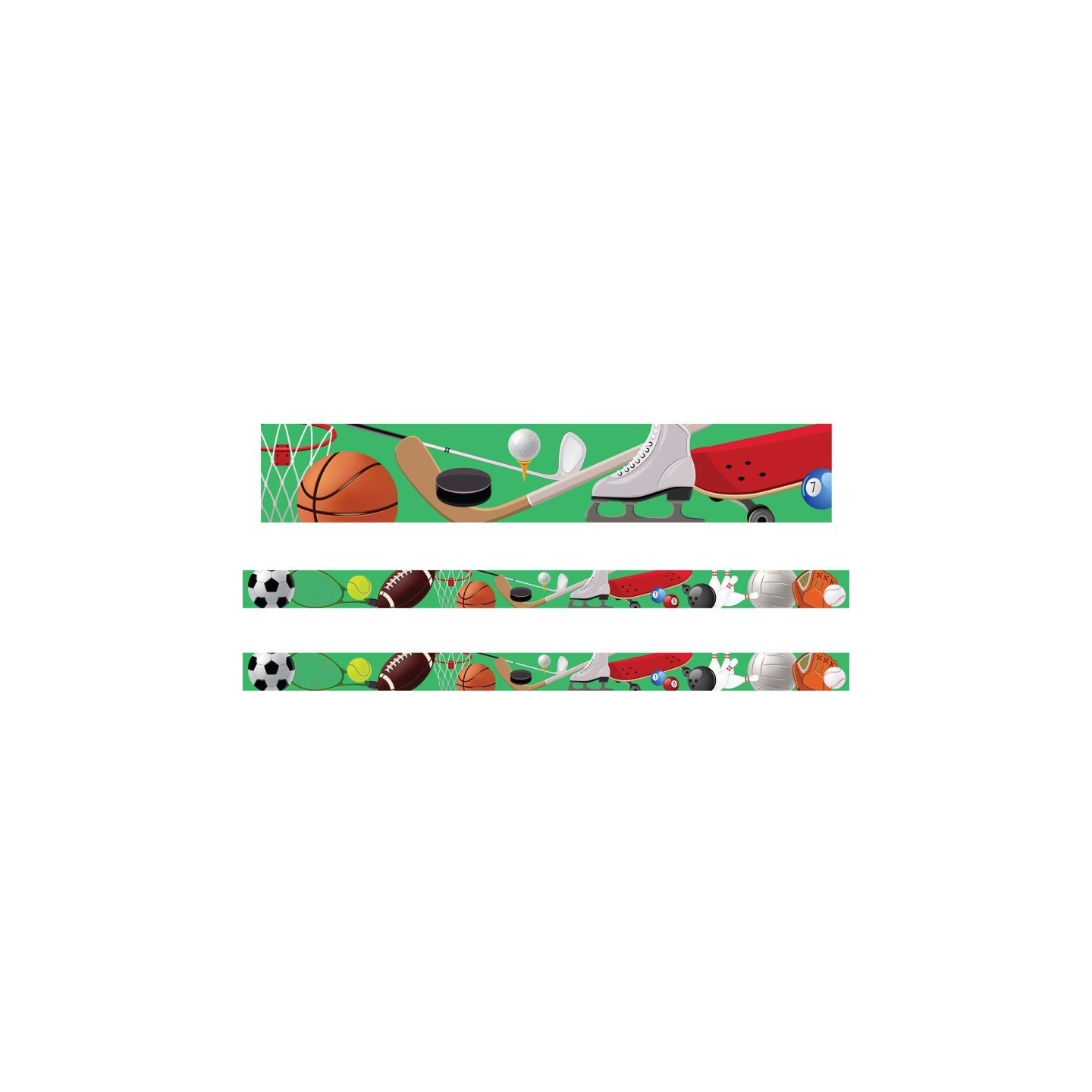 Charles Leonard Borders/Trims, Magnetic, Rectangle Cut - 1-1/2" x 24", Sports Theme, 24' per Pack, 2 Packs